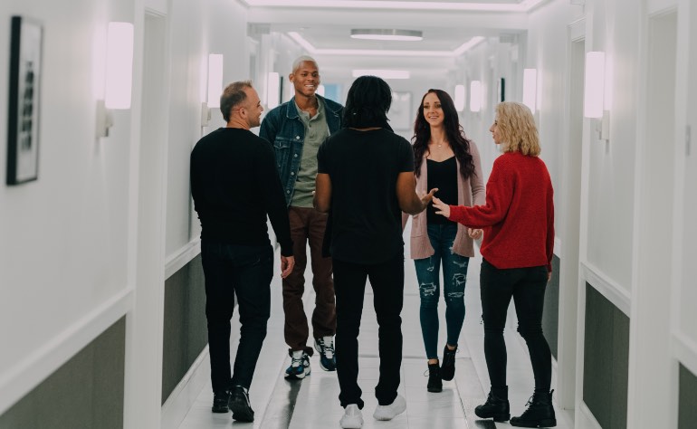 Group in hallway at Evolve Recovery Center Duluth